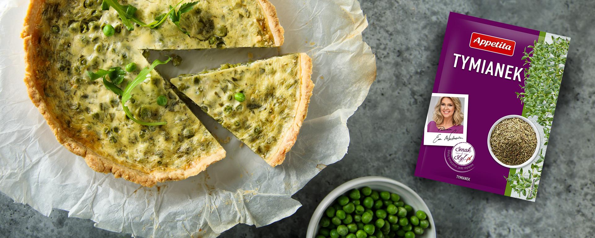 Quiche z groszkiem i szparagami