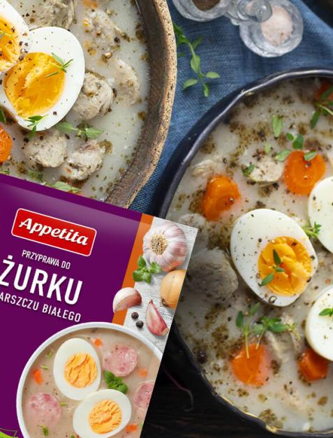 Barszcz biały z kiełbasą i jajkiem