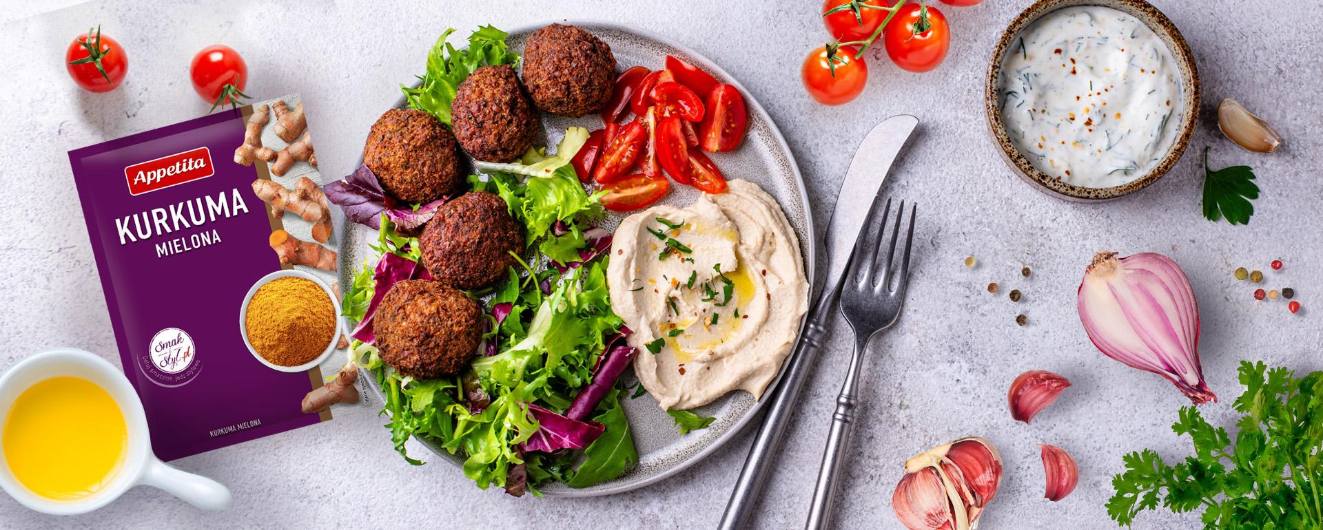 Falafele z bobu i groszku z hummusem