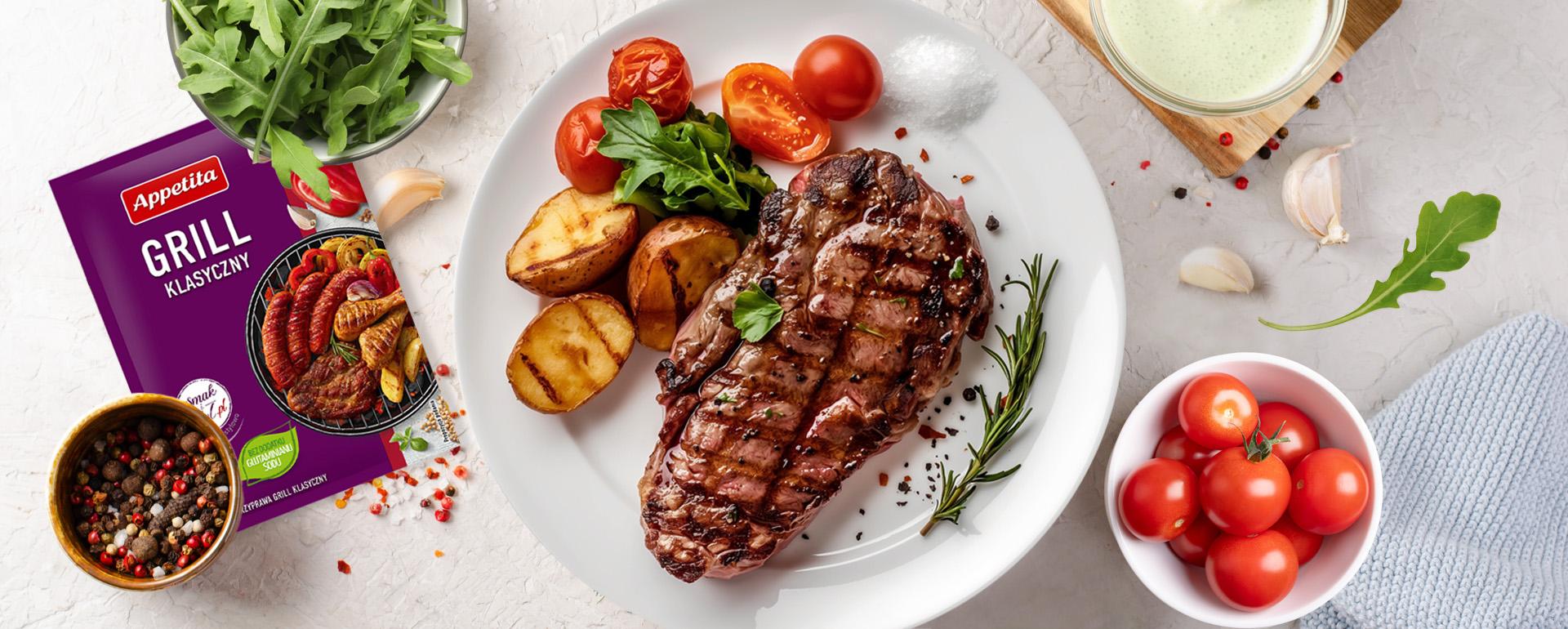 Stek z antrykotu z pieczonymi ziemniakami