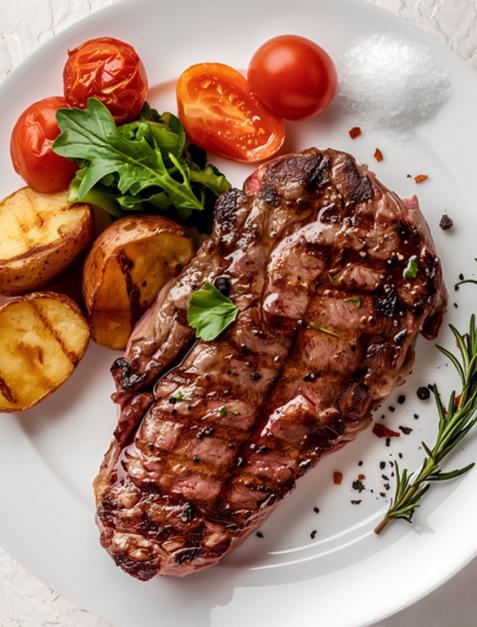 Stek z antrykotu z pieczonymi ziemniakami