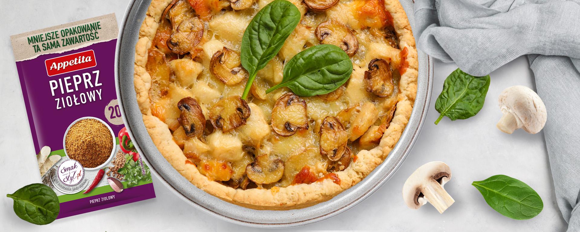 Tarta z pieczarkami i szpinakiem
