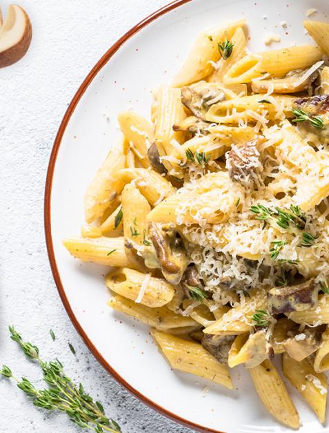 Penne z borowikami w sosie śmietanowym