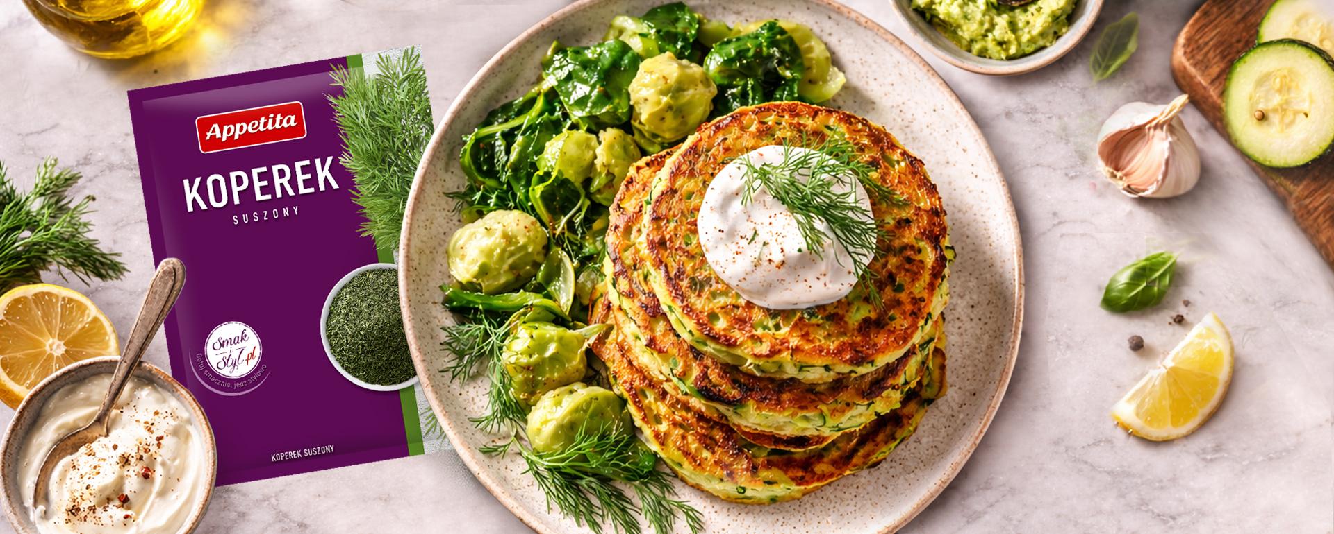 Placuszki z cukini ze szpinakiem i brukselką