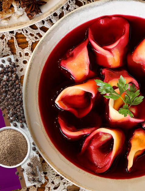 Orkiszowe uszka z grzybami